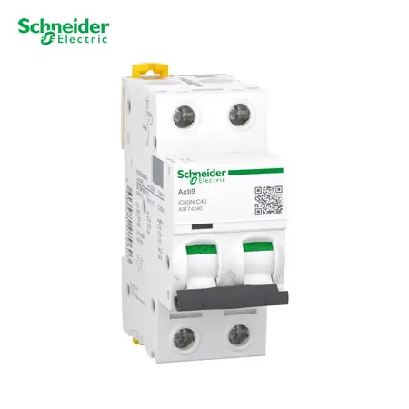INTERRUPTOR TERMOMAGNÉTICO ACTI 9 IC60N 2 X 40 AMP 20KA 220VAC, A9F74240, SCHNEIDER ELECTRIC