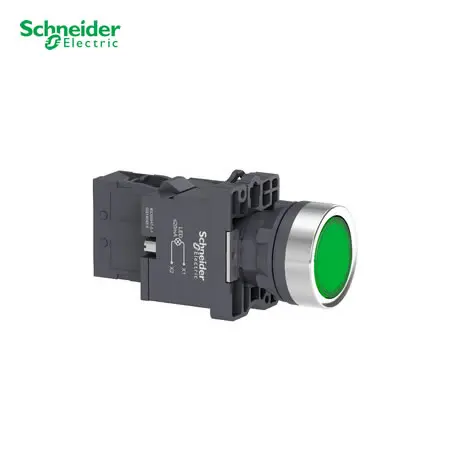 [10061] PULSADOR LUMINOSO PLASTICO VERDE 220VAC 1 NO, XA2EW33M1, SCHNEIDER ELECTRIC