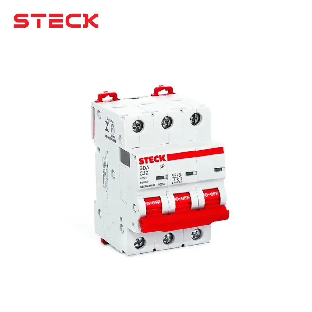 INTERRUPTOR TERMOMAGNETICO 3X32 AMP 10KA/400V 20KA/220V, SDA63C32, STECK
