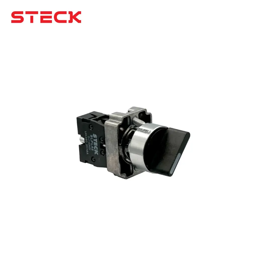 [10137] SELECTOR 2 POSICIONES 1-0 METALICO NEGRO 22MM 1NA, SLMM8D010, STECK