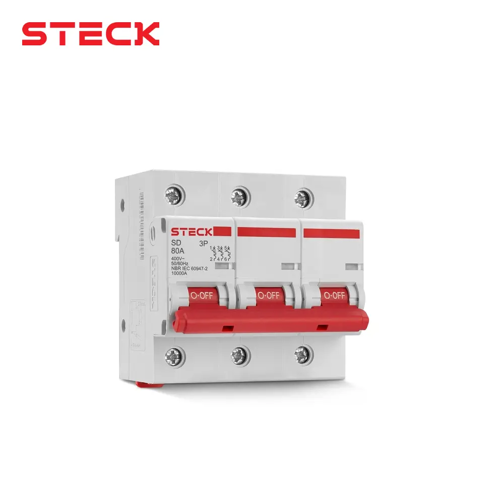 INTERRUPTOR TERMOMAGNETICO 3X80 AMP 10KA/400V IEC60947, SDD3C80, STECK