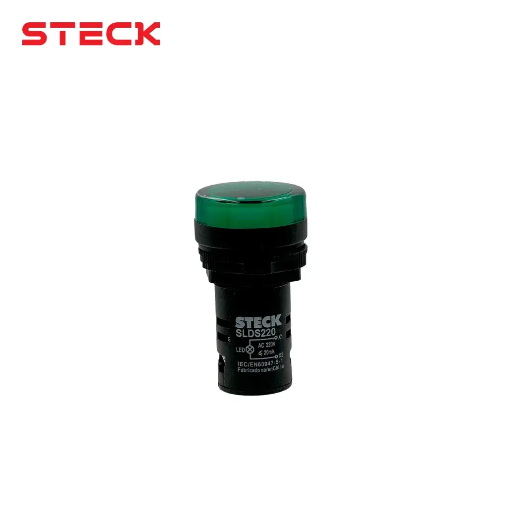 PILOTO LUMINOSO LED VERDE 220VAC, SLDS2202, STECK