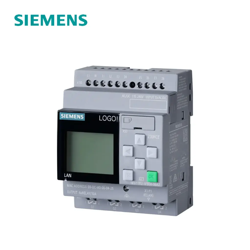 LOGO 230RCE, DISPL. FA/E/S: 115 V/230 V/RELÈ, 8 DI/4 DO, MEM. 400 BLOQUES, MODULARMENTE AMPLIABLE, 6ED1052-1FB08-0BA2, SIEMENS