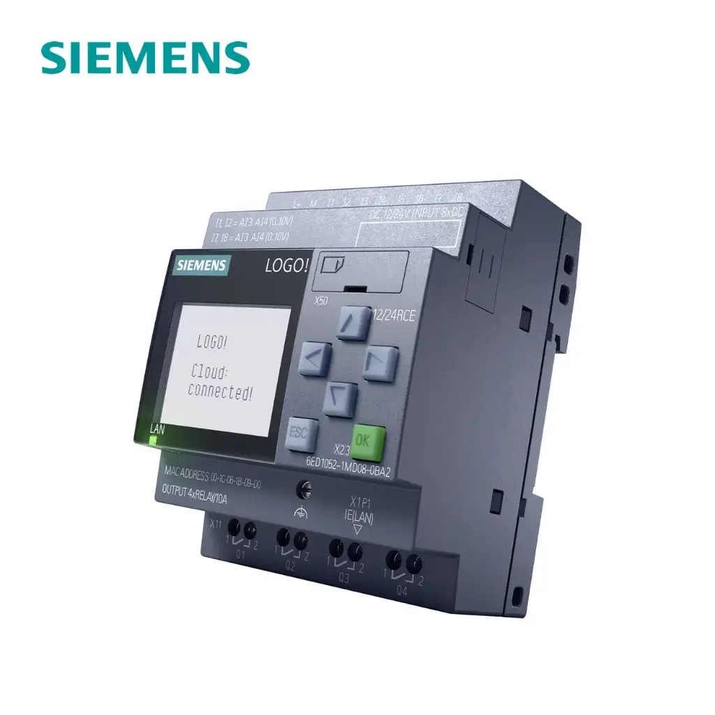 [10183] LOGO 12/24RCE, MÓDULO LÓGICO, DISPL. FA/E/S: 12/DC 24 V/RELÈ, 8 DI (4 AI)/4 DO, 6ED1052-1MD08-0BA2, SIEMENS