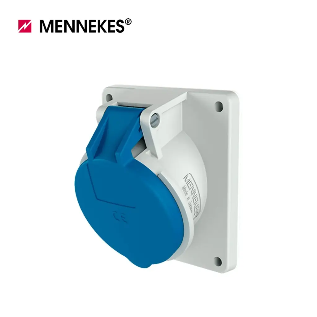 TOMA EMPOTRABLE 16AMP 3P+T 250V AZUL 9H IP44, 1466, MENNEKE