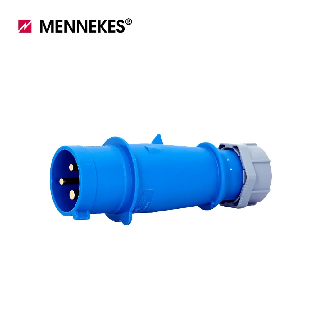 ENCHUFE AEREO MACHO 32 AMP 2P+T 250V AZUL 6H IP44 (2 CUERPOS) EX260, 3226, MENNEKE