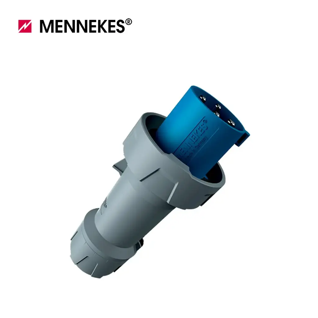 ENCHUFE MACHO 63 AMP 3P+T 250V AZUL 9H POWERTOP, 3305, MENNEKE