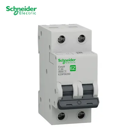 INTERRUPTOR TERMOMAGNETICO EASY9 DE 2X50 AMP. 10/6KA 230/400, EZ9F56250, SCHNEIDER-ELECTRIC 