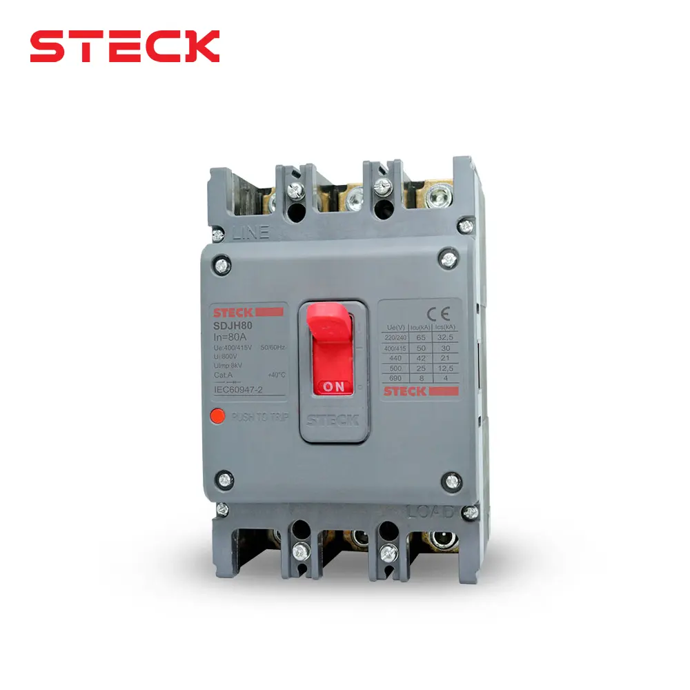 INTERRUPTOR AUTOMATICO CAJA MOLD. 3P FIJO 80A 65KA 220VAC FRAME 100, SDJH80, STECK