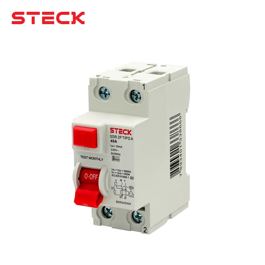 [10876] INTERRUPTOR DIFERENCIAL 2P 40A 30MA 230V TIPO A, IEC61008, SDR24030A, STECK