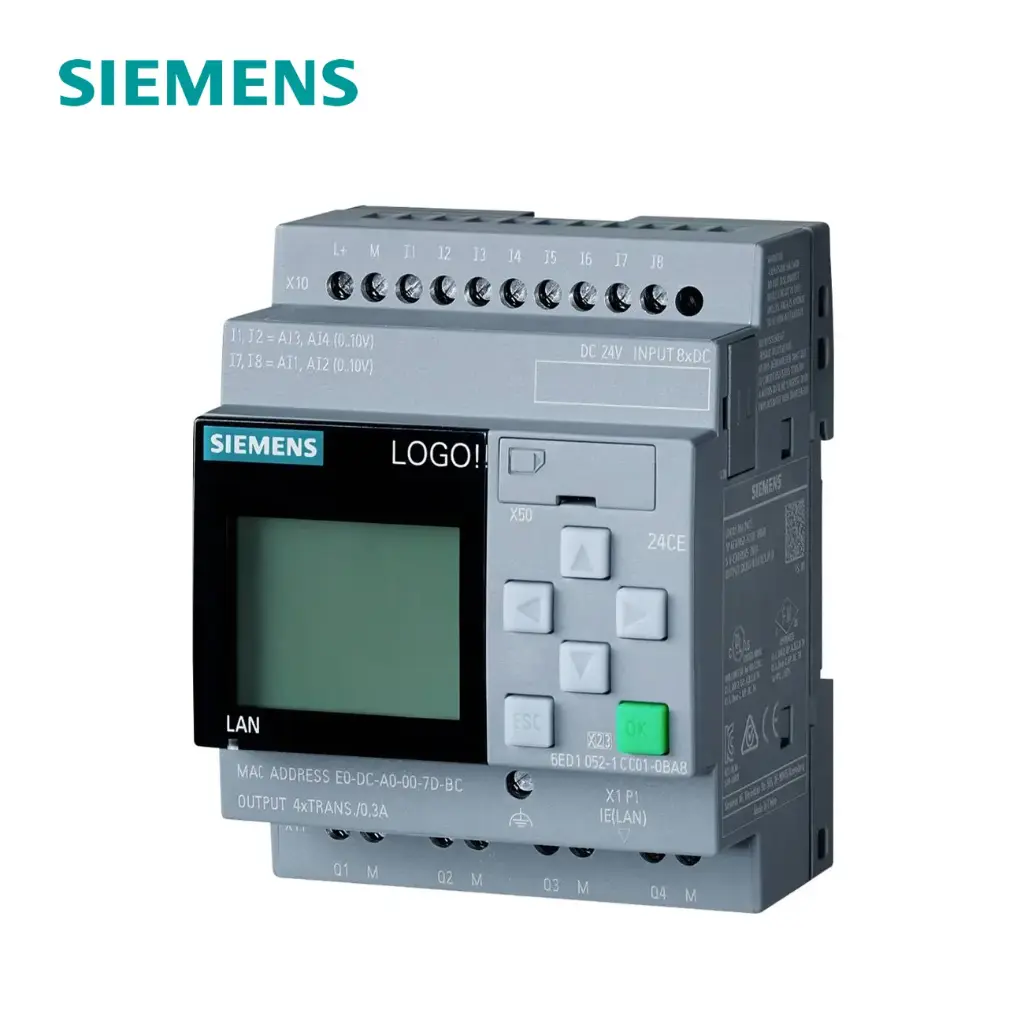LOGO! 230RCE,LOGIC MODULE,DISPL. PU/I/O: 115V/230V/RELAY, 8 DI (4AI)/4 DO V, 6ED1052-1FB08-0BA1, SIEMENS