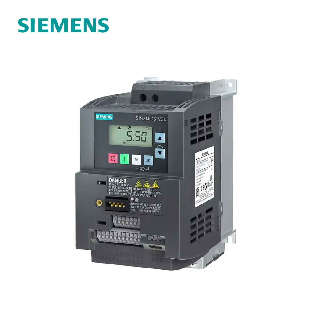 VDF SINAMICS V20 IN MONOFASICA 200-240 V AC 1,1 KW 0 E/S: 4 DI, 2 DO, 2 AI, 1 AO USS/MODBUS RTU BOP INCORPORADO IP20/UL, 6SL3210-5BB21-1UV1,SIEMENS