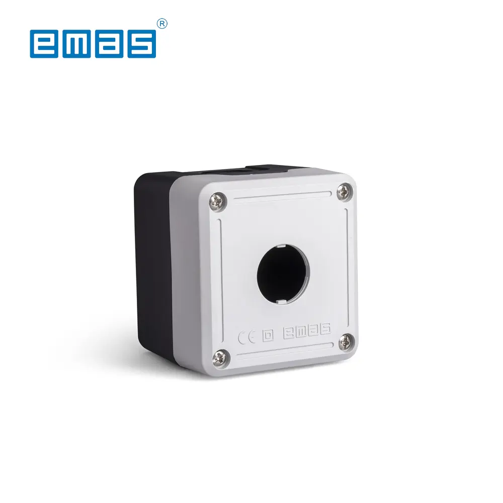 CAJA DE 1 AGUJERO 22MM GRIS/NEGRO, PY1BOS, EMAS