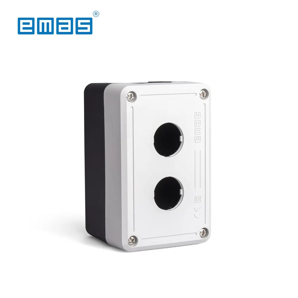 CAJA DE 2 AGUJEROS 22MM GRIS/NEGRO, PY2BOS, EMAS