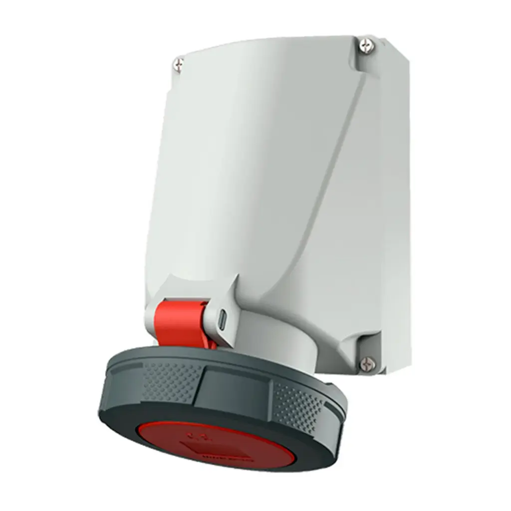 TOMA VISIBLE ADOSABLE 63AMP 3P+T 415V ROJO 6H IP67,132A, MENNEKE