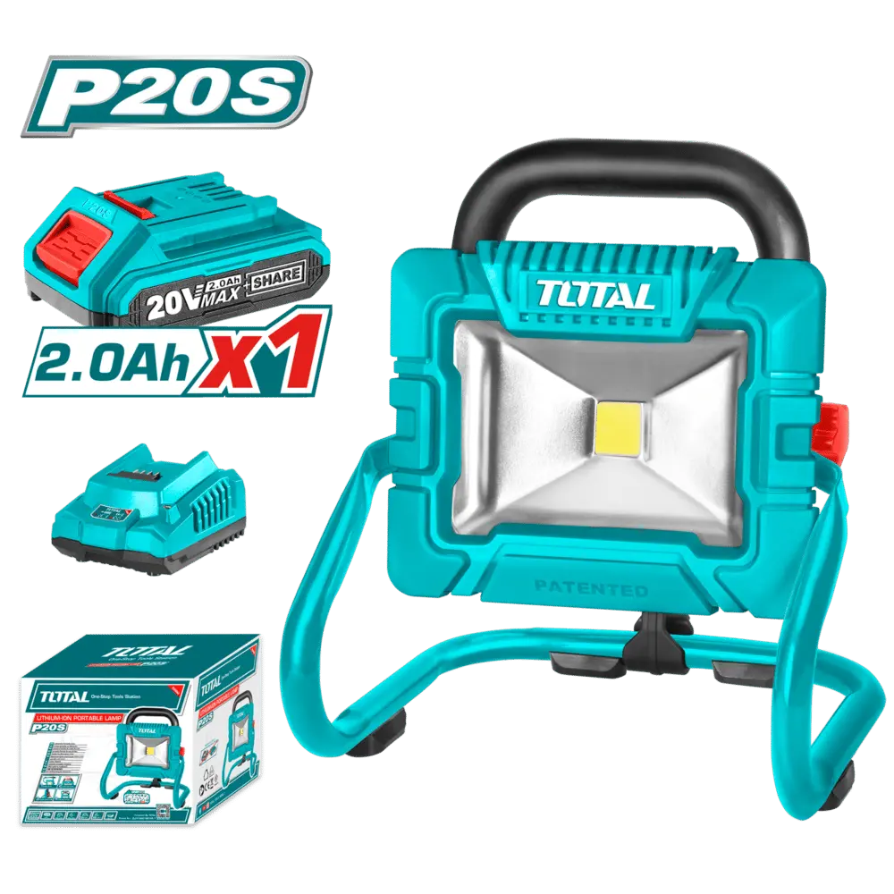REFLECTOR LAMPARA PORTATIL LED 20V 20W 1X2.0AH 1800LM ,TWLI20258, TOTAL