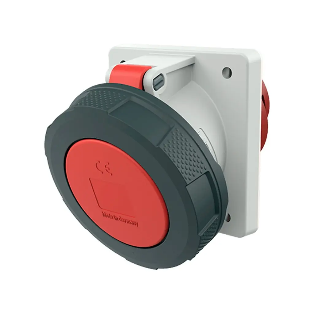 TOMA EMPOTRABLE 63 AMP 3P + N + T 415V ROJO 6H IP67, 209A, MENNEKE