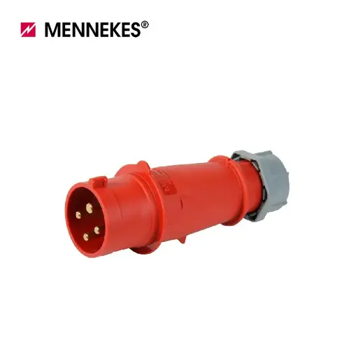 [10227] ENCHUFE MACHO 32 AMP 3P+T 415V ROJO 6H IP44, 264/3245, MENNEKE