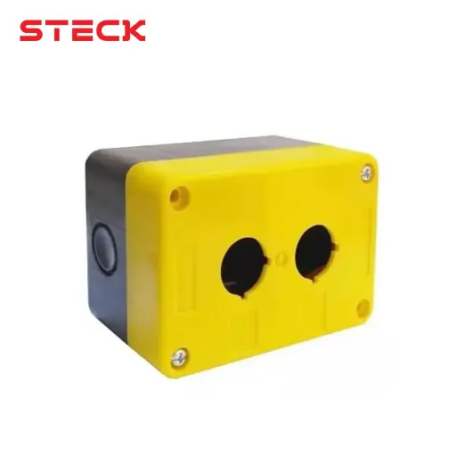 [10462] CAJA DE 2 HUECOS 22MM PARA MAX BOTTON COLOR AMARILLA, SQ2K, STECK