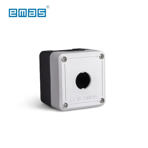 [11118] CAJA DE 1 AGUJERO 22MM GRIS/NEGRO, PY1BOS, EMAS