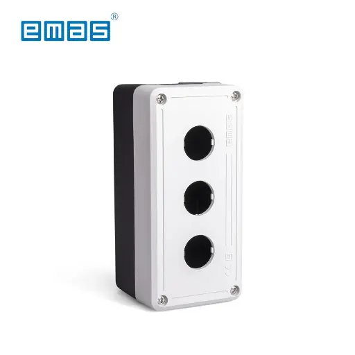 [11120] CAJA DE 3 AGUJEROS 22MM GRIS/NEGRO, PY3BOS, EMAS