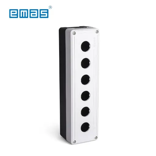 [11122] CAJA DE 6 AGUJEROS 22MM GRIS/NEGRO, PY6BOS, EMAS