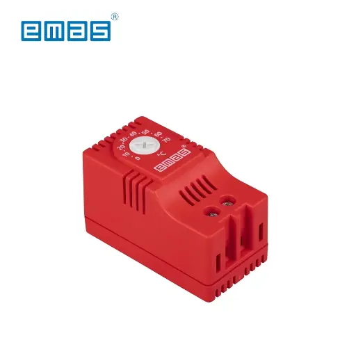 [11127] TERMOSTATO BIMETÁLICO NC PARA CALEFACCIÓN (ROJO), 0 – 70°C, MONTAJE EN RIEL DIN, PTM110, EMAS